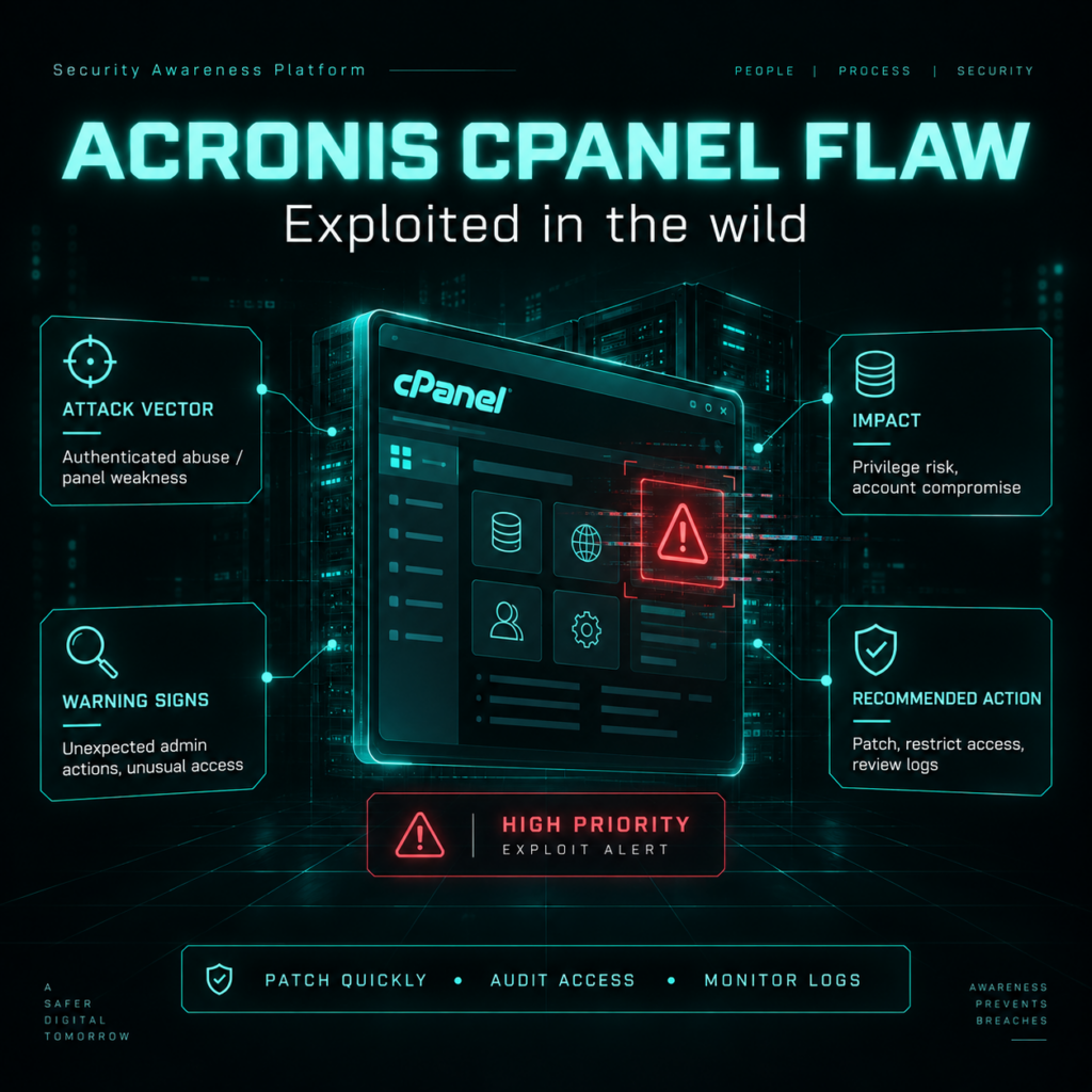 Security Awareness Platform: Acronis cPanel Flaw Exploited